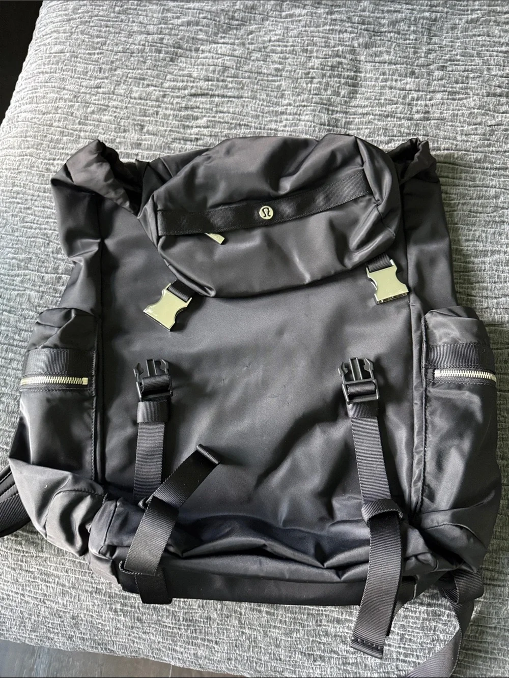 lululemon athletica Black Roll-Top Backpack with Front Flap